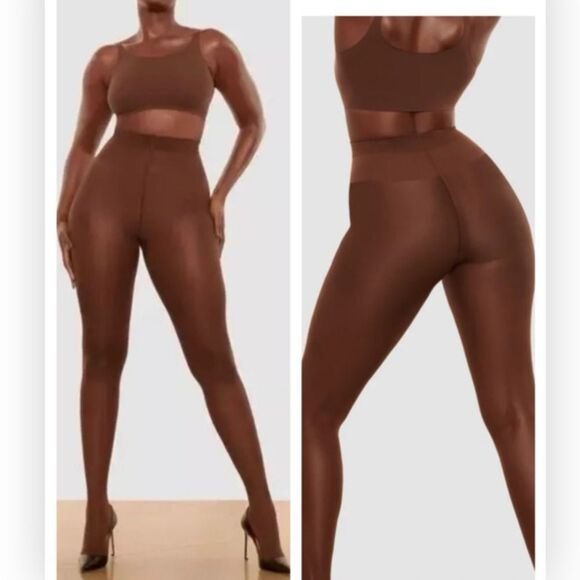 SKIMS Sheer Support Tights Pantyhose Cocoa Brown NEW XL - Picture 1 of 6